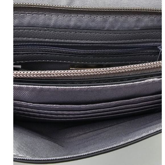 Alfani Crossbody Gray Gold Small Purse Adjustable Strap Fold Over Flap Handbag - Picture 7 of 8